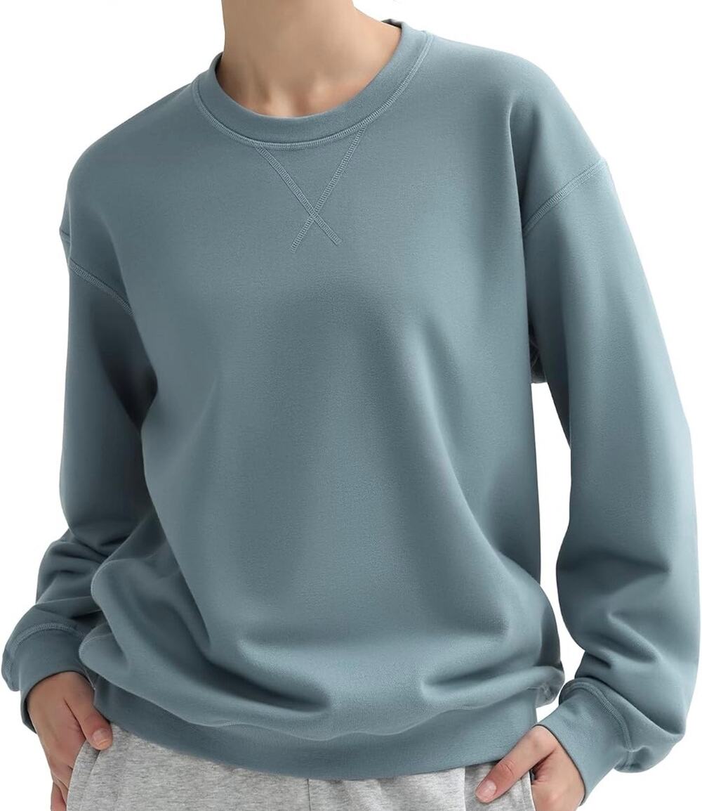 PUMIEY Women's Oversized Sweatshirt Crewneck Long Sleeve Loose Pullover Size S